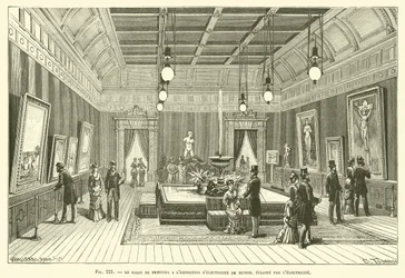 The Painting Salon at the Munich Electricity Exhibition, Lit by Electricity